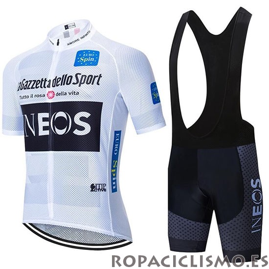 2020 Maillot Ineos Tirantes Mangas Cortas Blanco Negro